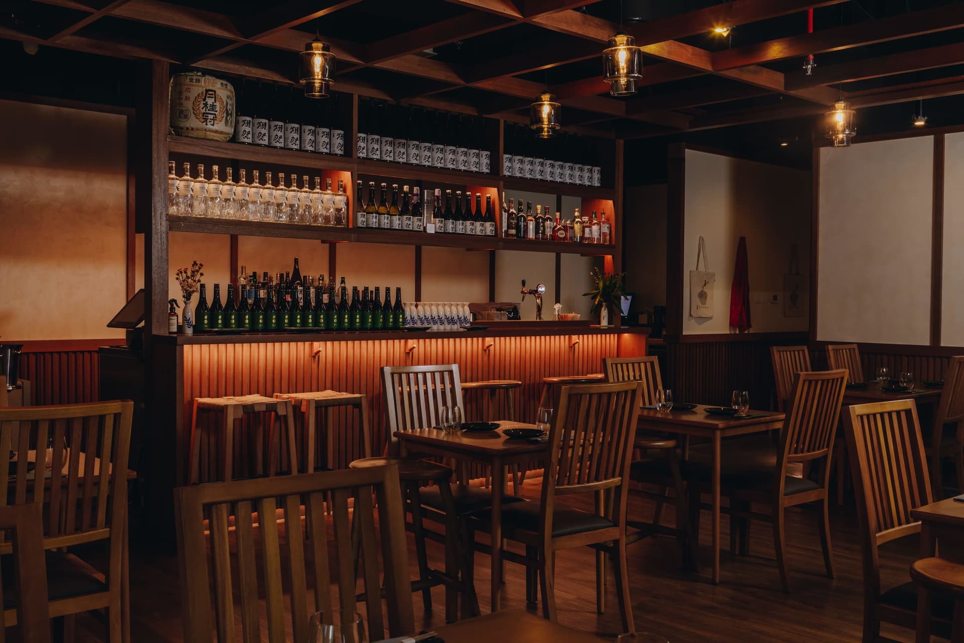 The lantern-lit bar inside Kinoya