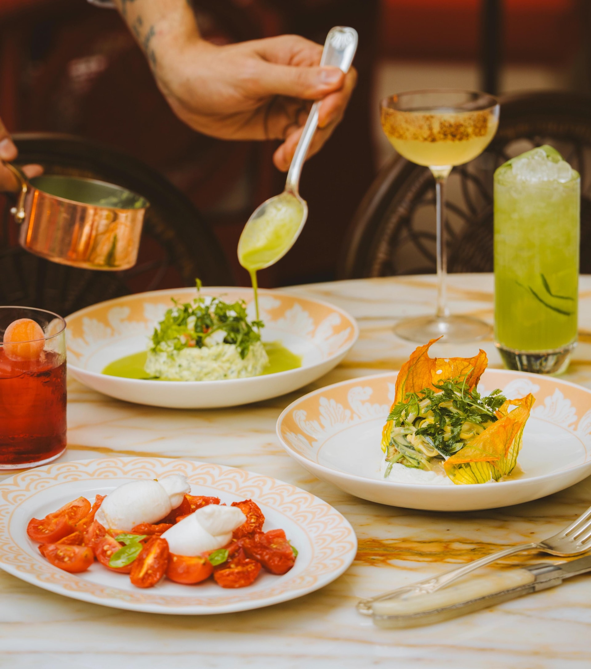 A dish finished tableside at Gloria Osteria