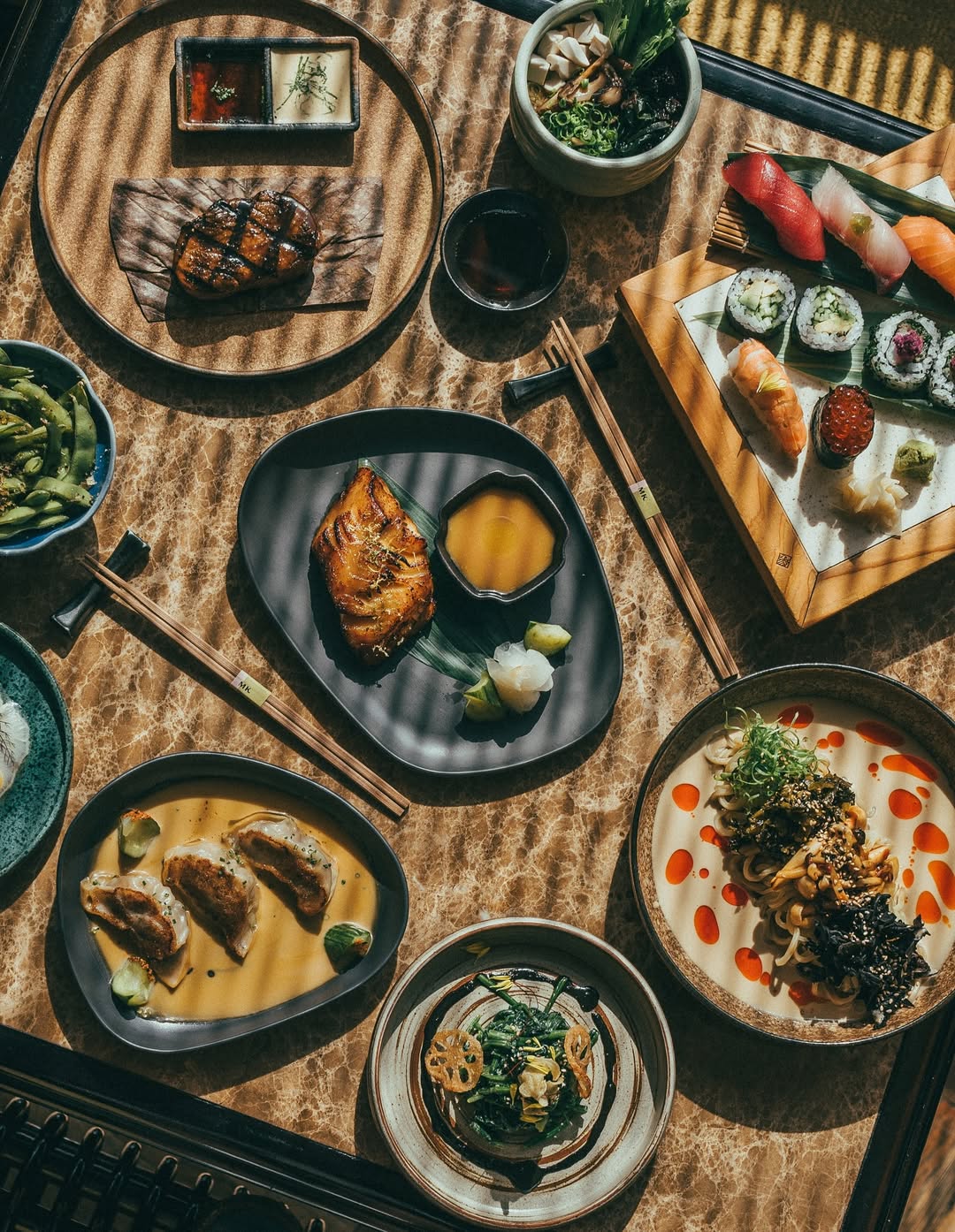 A spread of plates at Mimi Kakushi
