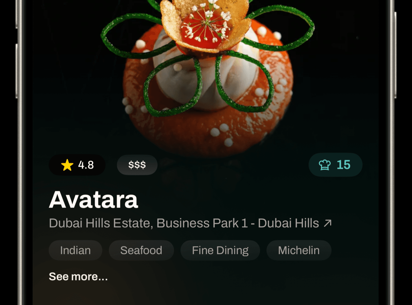 Venue detail showing chef-vetted offer