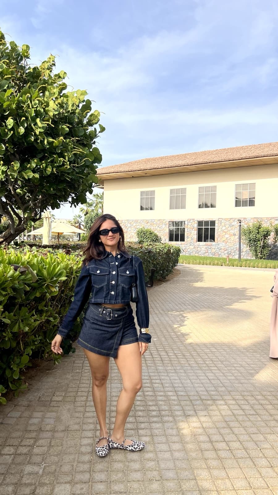 Nikita on the street in denim