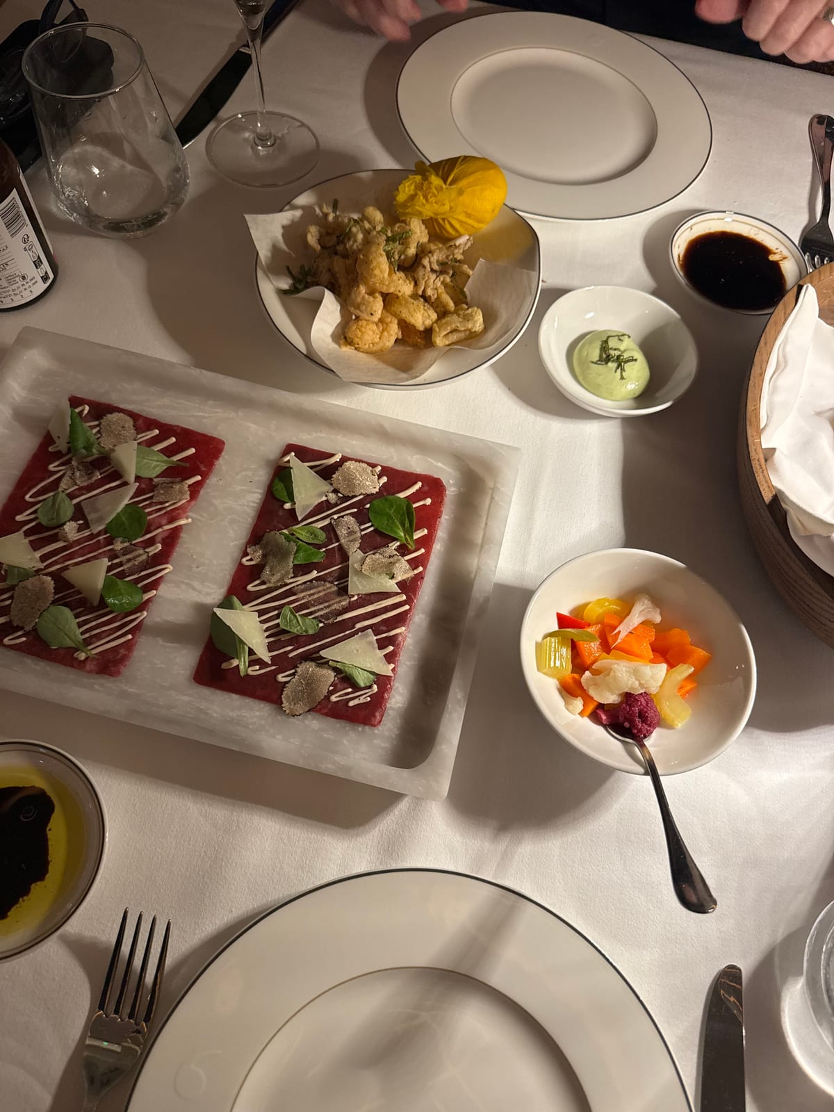 Carpaccio, fritti and pickles for the table at Roberto’s