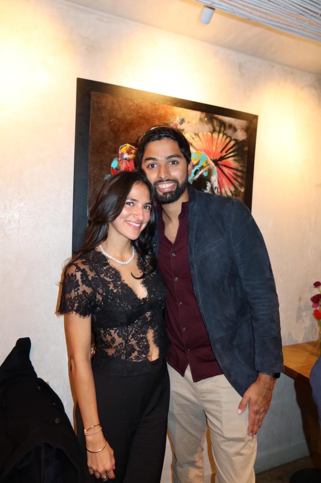 Sonia and Vishnu dressed up for dinner