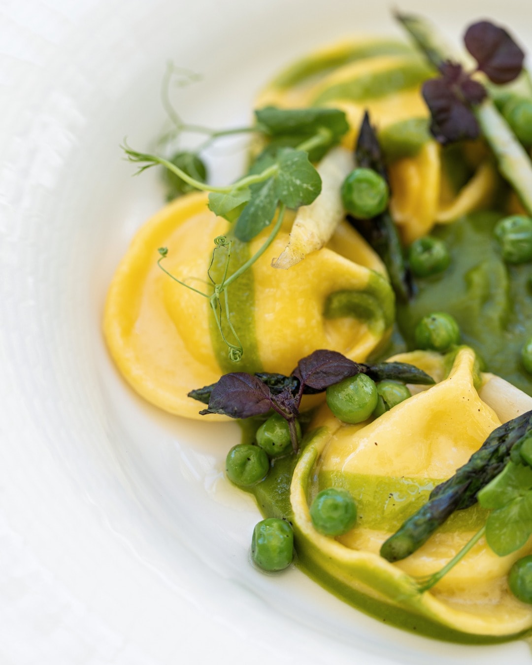Tortelli with peas and asparagus at Il Borro