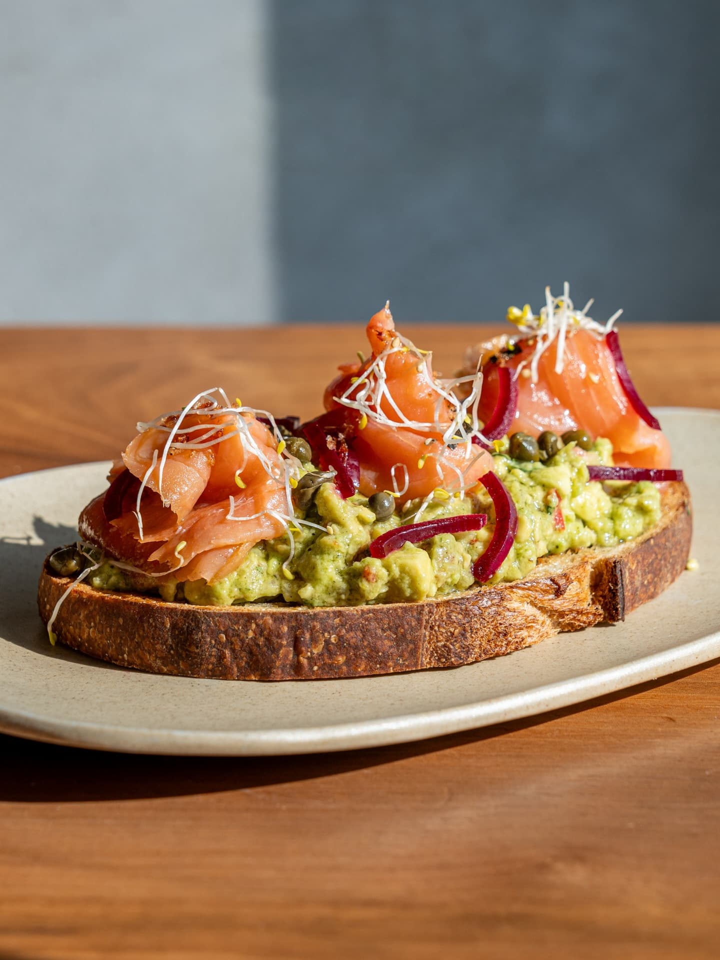 Salmon avocado toast at Pekoe