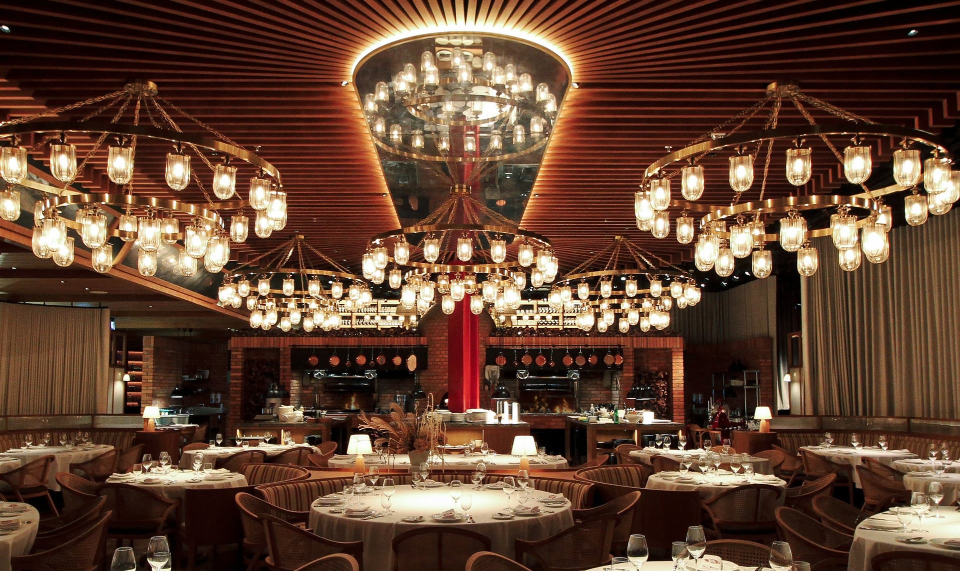Chandeliers over The Guild’s grand hall