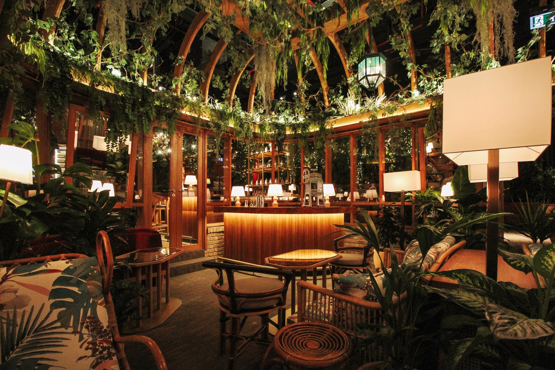 The plant-filled lounge at The Guild